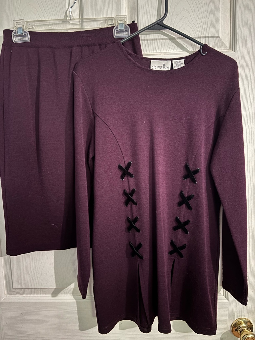 Liz Claiborne Deep Plum Knit Skirt Set